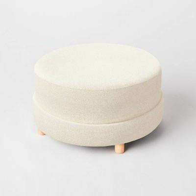 Wilmington Upholstered Round Ottoman Cream Boucle - Threshold™ designed with Studio McGee Assembly Required | Target