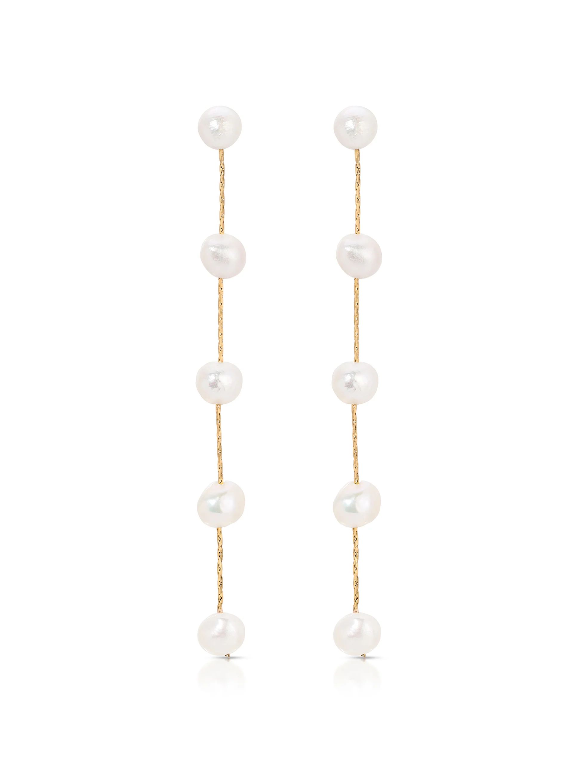 Dripping Pearl Delicate Drop Earrings | Ettika