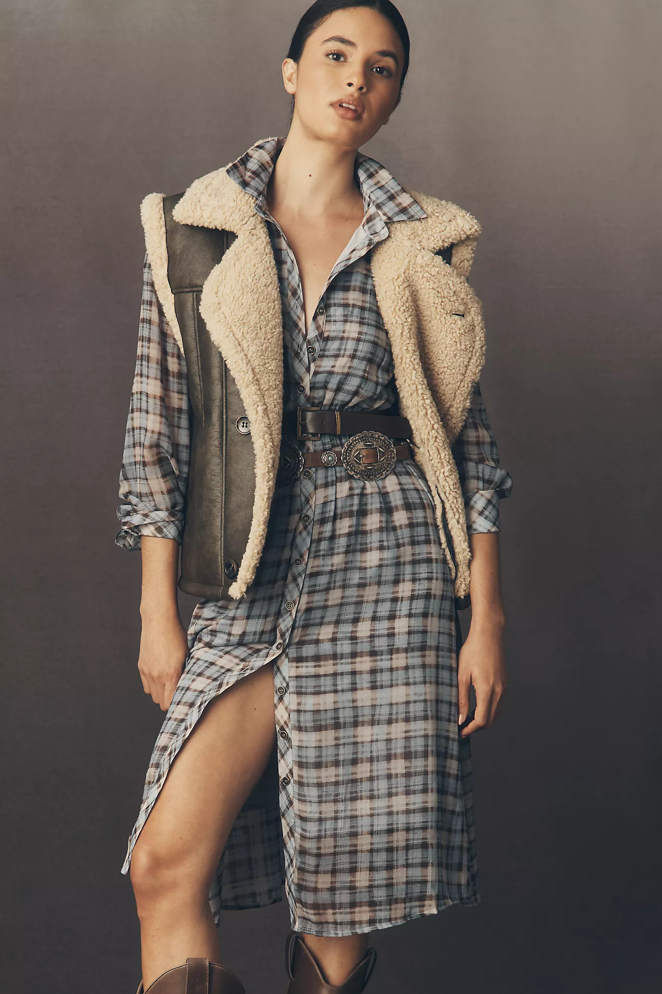 En Saison Briar Long-Sleeve Midi Shirt Dress | Anthropologie (US)