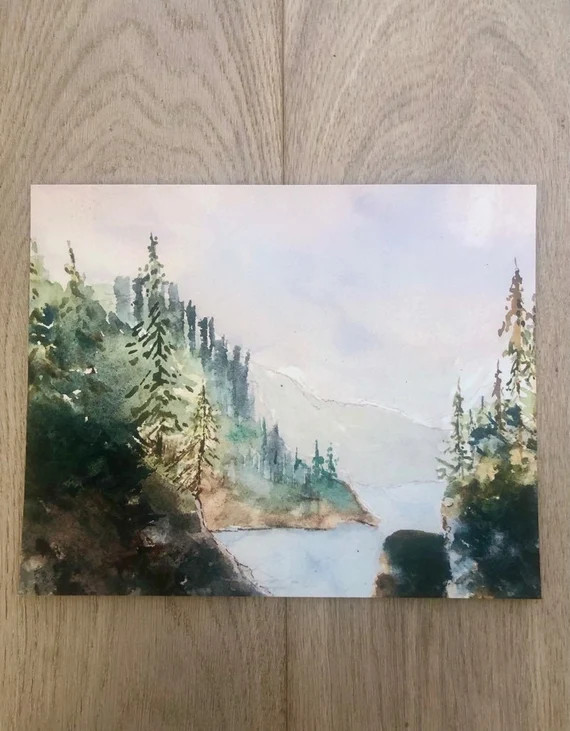 Evergreen Cove 8x10 horizontal Art Print, Watercolor paper | Etsy (US)