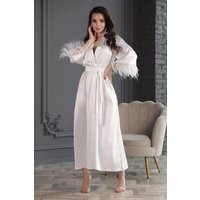 Long Silk Robe Wedding Feathers Bridal White Boudoir Feather Bridal Robe Bride Dressing Gown | Etsy (US)