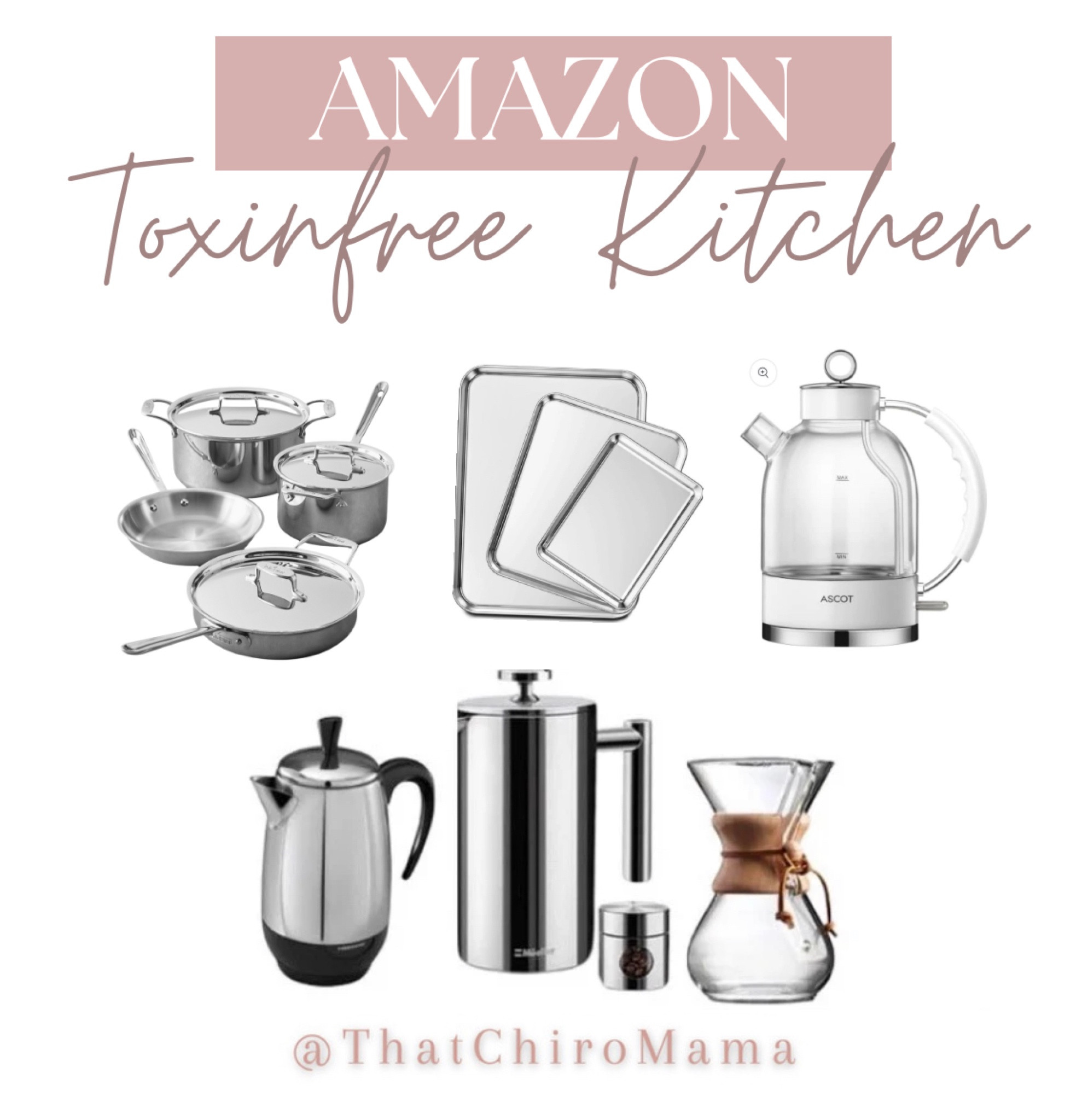 Amazon weekly roundup of the top toxinfree kitchen appliances and products! I love these brands, they work well and they’re completely toxinfree! 

➡️Linked are: Leadfree kettles, coffee makers, Chemex, French press, glass air fryer, leadfree baking sheets, and leadfree stainless steel cookware!

#LTKhome #LTKSpringSale #LTKfindsunder100