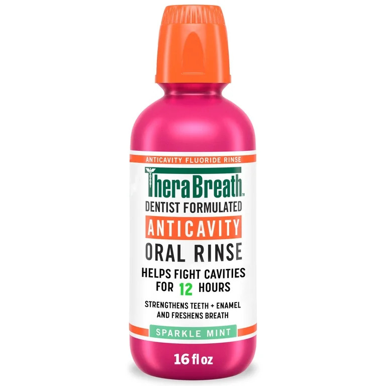 TheraBreath Anticavity Alcohol-Free Mouthwash, Mouthrinse with Fluoride, Sparkle Mint, 16 fl oz | Walmart (US)