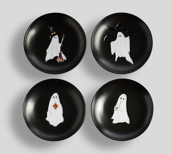 Scary Squad Stoneware Appetizer Plates - Mixed Set of 4 | Pottery Barn (US)