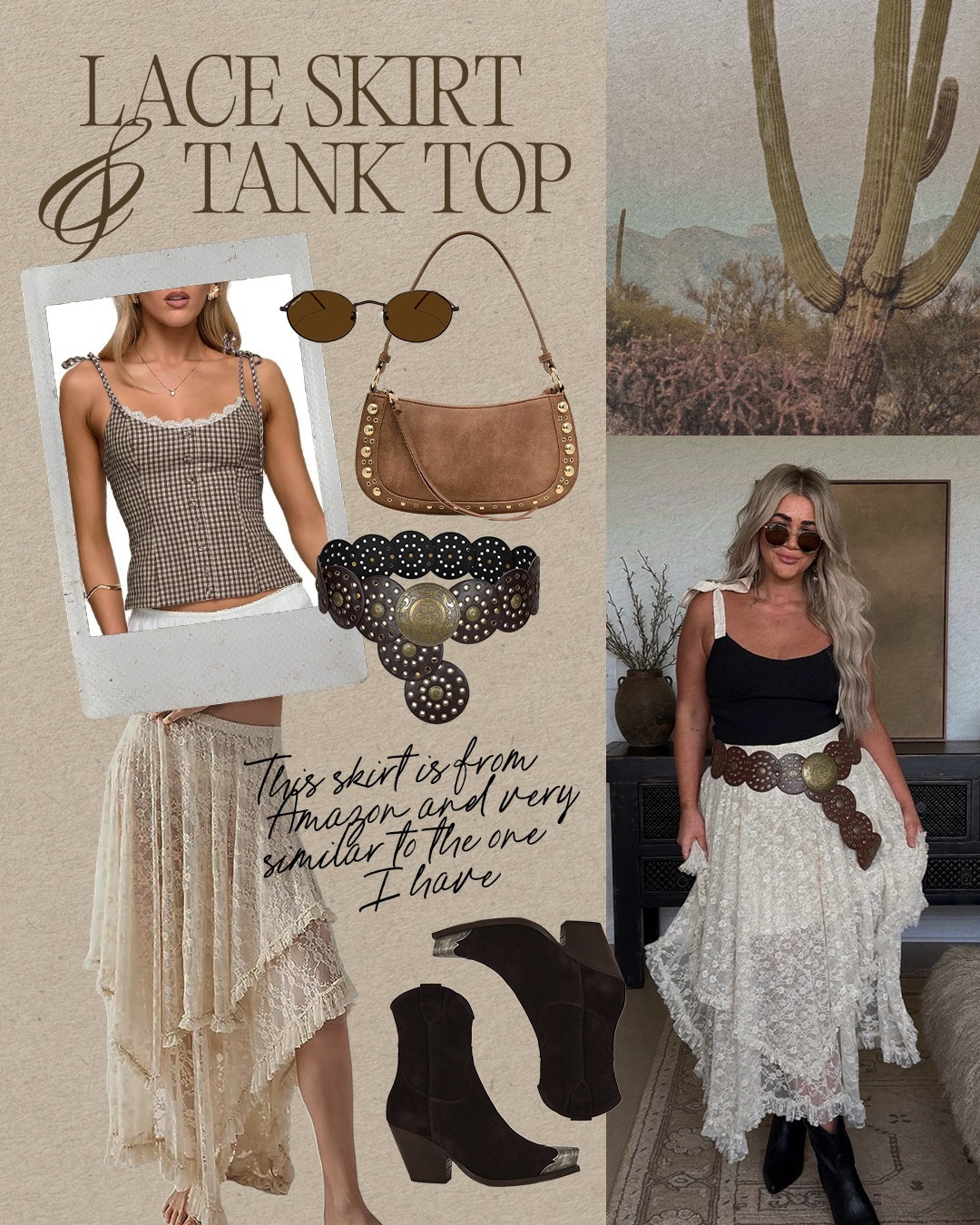 Country concert outfit idea🤍 lace skirt and tank is a go to for me 

#LTKFestival #LTKootd #LTKMidsize