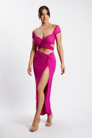 Nicky Twist Front Tie Top - Fuchsia | MESHKI US