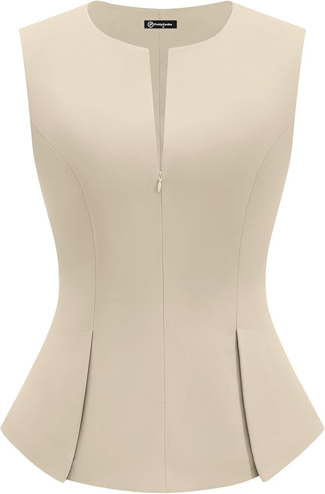 PRETTYGARDEN Women's 2026 Summer Vest Tops Business Casual Going Out Outfits Sleeveless Zip Up Dr... | Amazon (US)