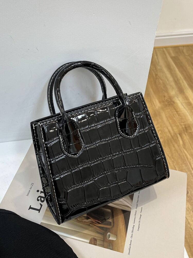 Minimalist Croc Embossed Square Bag | SHEIN