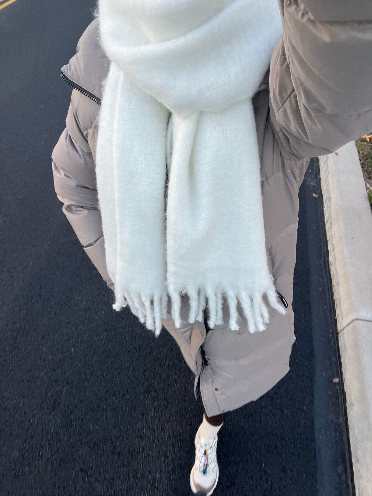 12/6/24 extra bundled up this morning 🫶🏼 white blanket scarf, Aritzia superpuff parka, Alo workout set, brown activewear set, tech gloves, Salomon sneakers, bundled up morning walk outfit, winter walking outfit, cozy activewear look, cold weather essentials, practical and stylish, layered winter outfit, seasonal activewear, chic and functional, winter wardrobe must-haves, comfortable and warm, winter morning fashion, workout style inspo, everyday activewear, cozy winter layers.