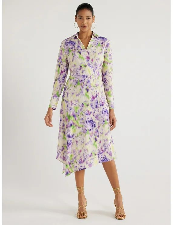 Scoop Women’s Shirtdress with Faux Wrap Front, Sizes XS-XXL | Walmart (US)