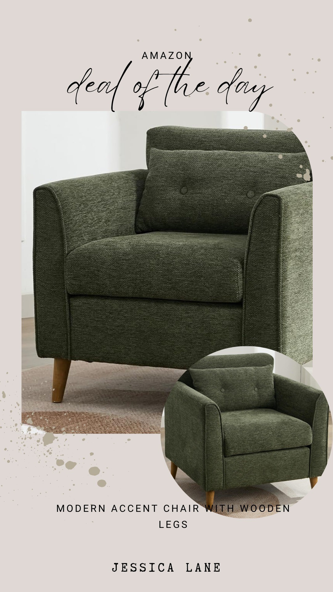 Add a cozy yet modern touch to your living room with this gorgeous olive green accent chair. The wooden legs give it the perfect mid-century modern vibe.#amazonfinds #livingroomdecor #accentchair #homedecor

#LTKSaleAlert #LTKHome
