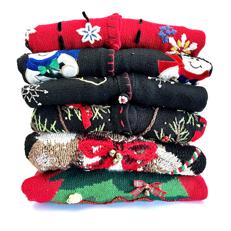 Vintage Ugly Christmas Sweater Cardigan and Vest | Sizes Petite, S, M, L, XL, xxl - YOU CHOOSE | ... | Etsy (US)