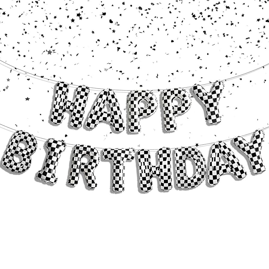 Black and White Checkered Balloons Racing Happy Birthday Banner Balloons for Racecar Checkered Bi... | Amazon (US)