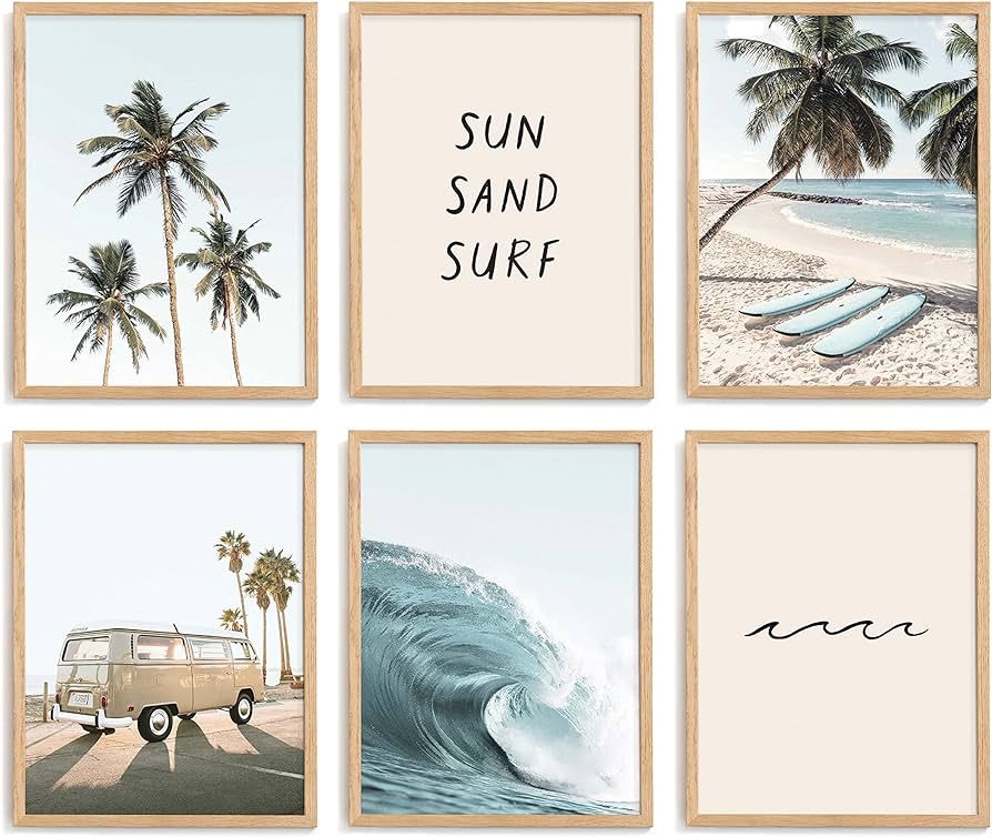Poster Store Tropical Paradise Set 12x16 - California Beach Waves Surf Poster Prints for Room, FS... | Amazon (US)
