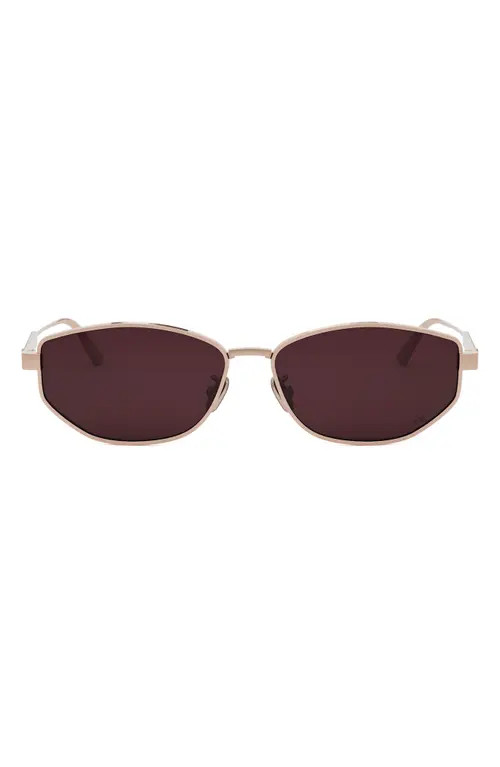 'DiorCannage B1U 57mm Oval Sunglasses in Shiny Rose Gold /Bordeaux at Nordstrom | Nordstrom