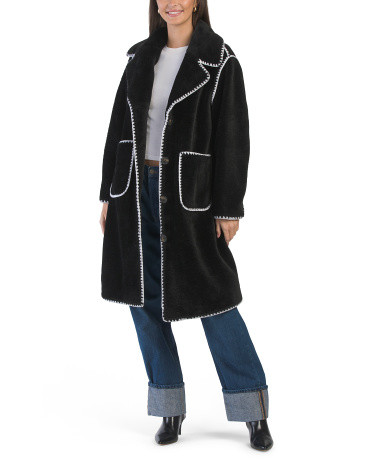 Whipstitch Faux Sherpa Jacket | TJ Maxx