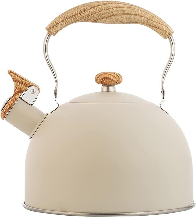 Tea Kettle, 2.6 Quart/2.5 Liter Whistling Tea Kettle, Tea Pots for Stove Top Food Grade Stainless... | Amazon (US)