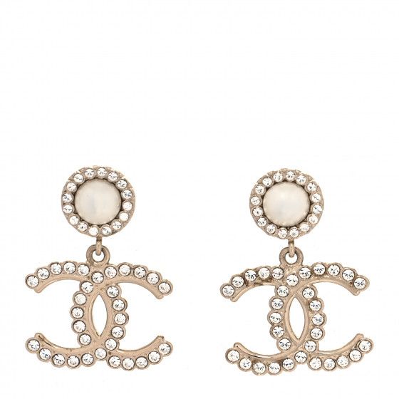 CHANEL Crystal Pearl Bow-tiful CC Drop Earrings Gold | FASHIONPHILE | FASHIONPHILE (US)