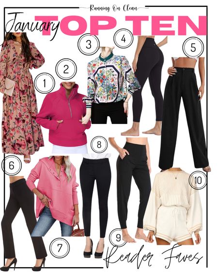 January Amazon Faves 
1. Maxi floral dress - TTS 
2. Pink pullover sweatshirt - size up 
3. Floral work blouse TTS 
4. Leggings TTS 
5. Wide leg pants XS
6. Boot cut pants tts 
7. Pink pullover tts 
8. Black crop pants tts 
9. Joggers tts 
10. Sweater set - sized up


#LTKSeasonal #LTKworkwear #LTKunder100