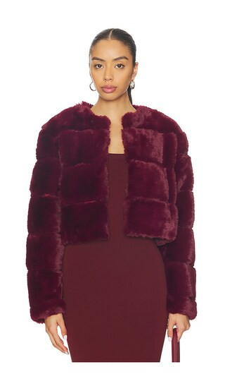 BLANKNYC Cropped Faux Fur Coat in Burgundy. - size L | Revolve Clothing (Global)