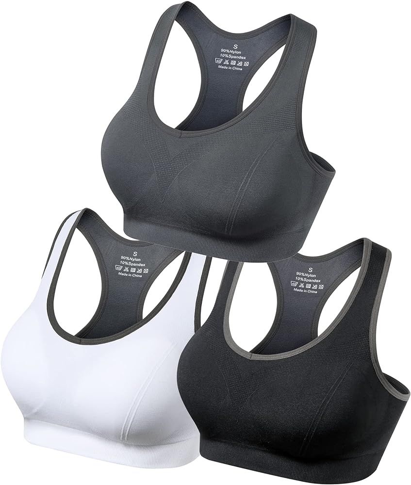 GXXGE Padded Racerback Sports Bras for Women High Impact Workout Yoga Gym Activewear Fitness Bra | Amazon (US)