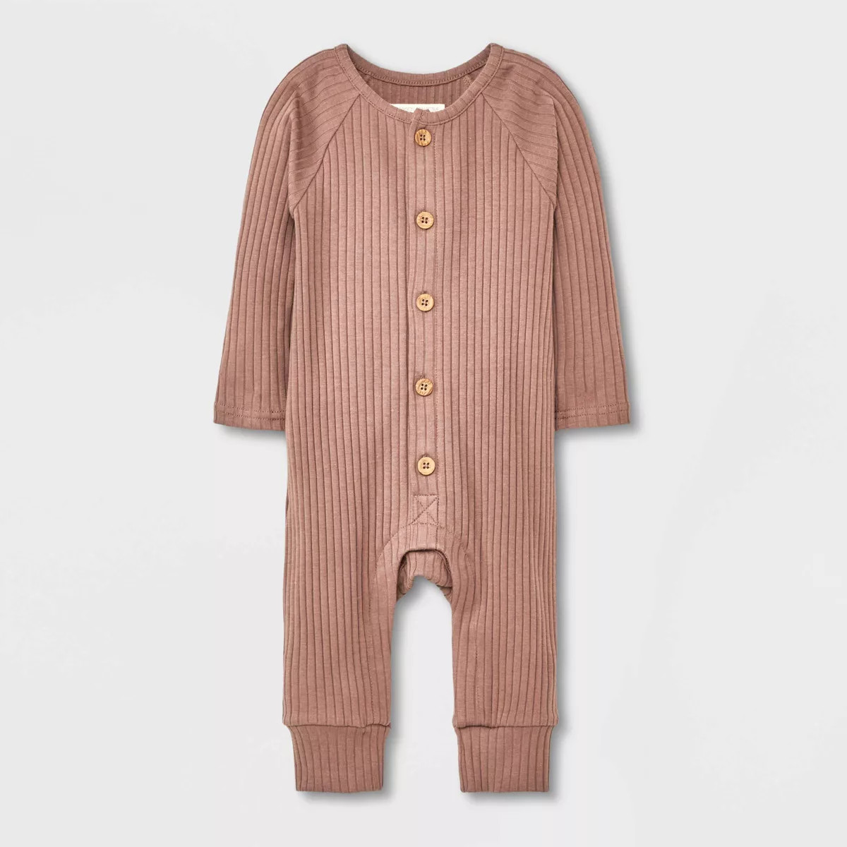 Grayson Collective Baby Ribbed Long Sleeve Jumpsuit - Brown | Target