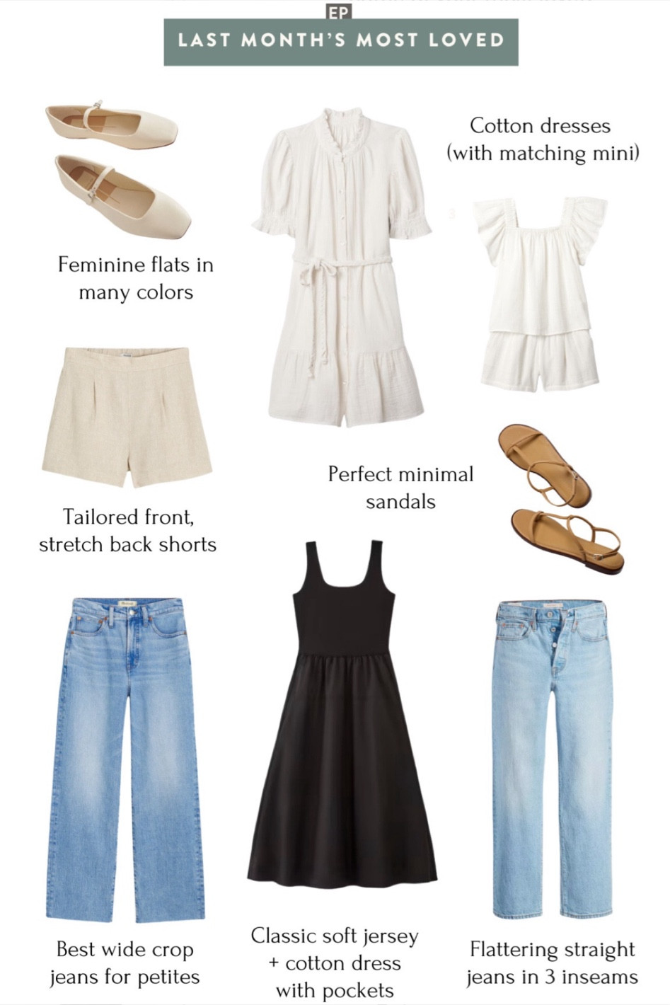 *60% off the gauze cotton dresses! In several colors** 

Some of your most loved pieces from the past few months. 

• Dolce Vita flats 5.5 - these have been getting so much wear from me! A spring staple. You guys have shared great feedback on both the DV and the Target dupe 

• Gap petites gauze cotton dress with matching mini, girls options . I take size Xs petite which fits a little loose on me 

• Madewell linen shorts xxs - relaxed fit, tailored look in the front with elastic stretch waist in the back. Xxs is Looser fit on me but very comfy. 

Linked gap 356 ones too that are in a drape material 

• minimal sandals 5.5. Runs a little narrow across the front strap but comfy for me without breaking in needed 

• Madewell Perfect Vintage Jeans 24 petite- my most worn Madewell denim style, flattering with flats wedges or a low heel. Would recommend these in both the ecru : vintage canvas and Altoona blue wash 

• black cotton dress - I own one from nordstorm that’s sold out and many have been happy with this Everlane one that looks very similar, plus has pockets and a slightly shorter length for petites.

• Levi’s Wedgie straight jeans in “fully baked” light wash 24 x 26 - fits TTS

#petite friendly summer staples

#LTKtravel #LTKstyletip #LTKSeasonal