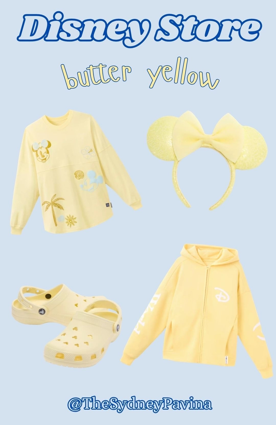 Disney Store Butter Yellow collection 

Spirit jersey | Minnie Ears | Zip Up Hoodie | Disney Crocs

#LTKootd #LTKSaleAlert