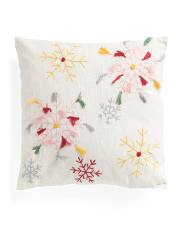 18x18 Embroidered Snowflakes Pillow | TJ Maxx