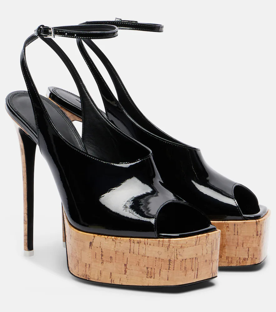 The Attico Ornella patent leather platform slingback pumps | Mytheresa (US/CA)
