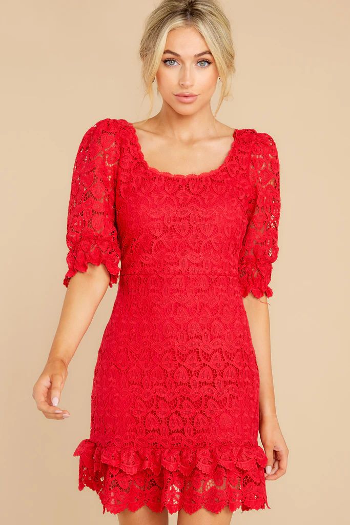 A Burning Question Red Lace Dress | Red Dress 