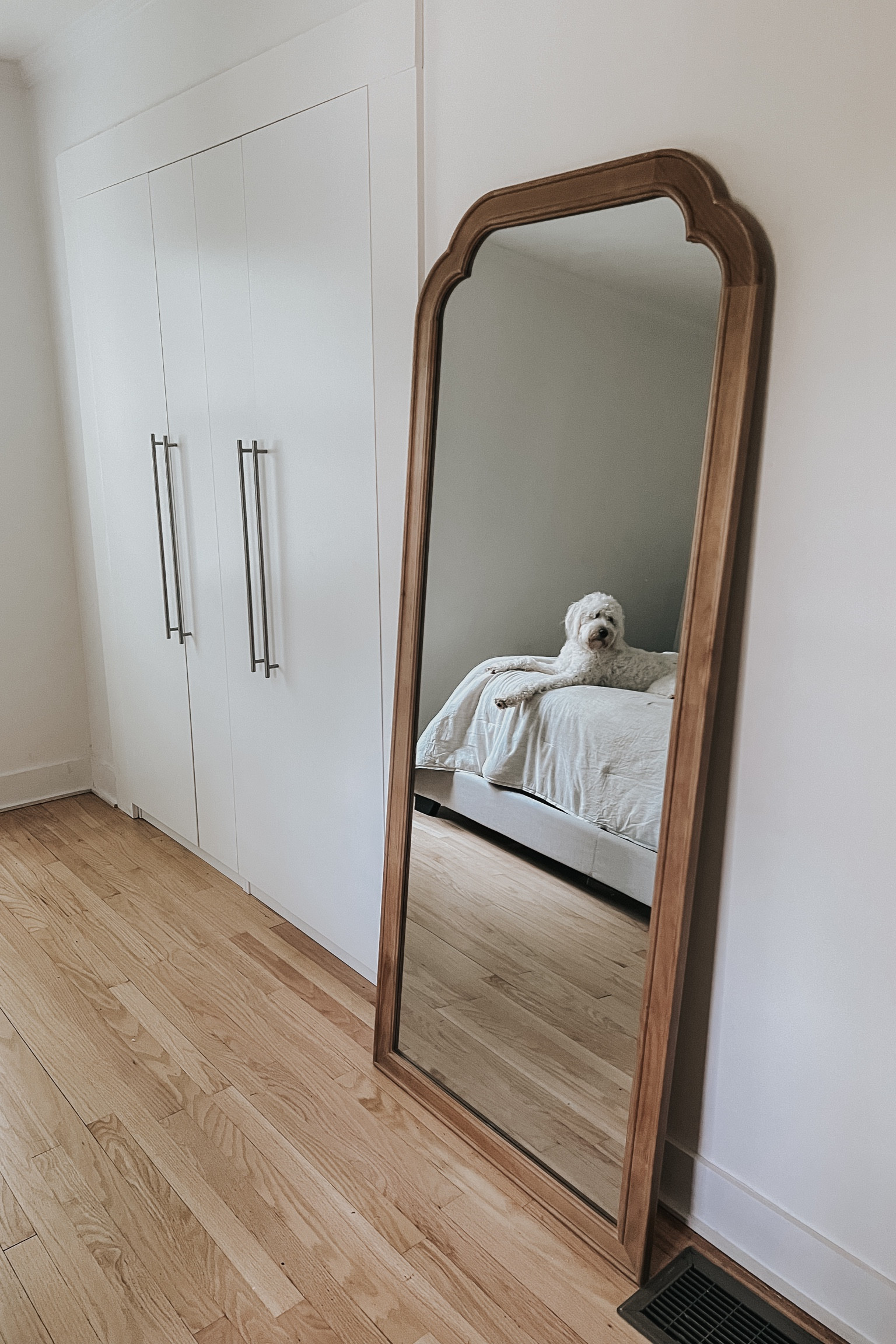 Finally added a full size mirror to our bedroom! I’m obsessed with the French country top details. The perfect wood tone! 🤩 (The easel version is 🚨 ON SALE 🚨 for only $56!!! #mirror #woodmirror #fulllengthmirror #frenchcountry 


#LTKSaleAlert #LTKHome #LTKFamily