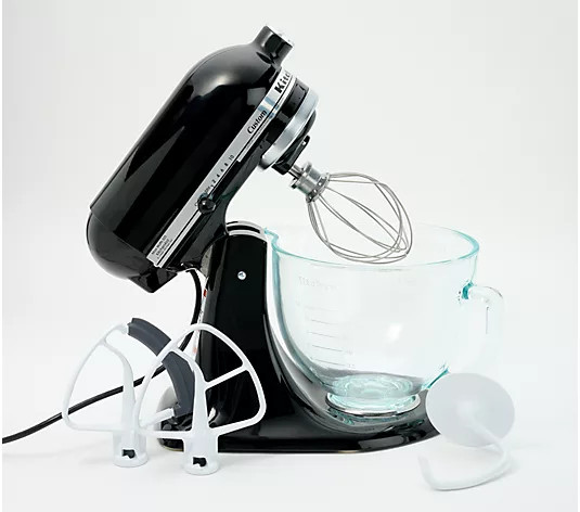 KitchenAid 5-qt Tilt Head Glass Bowl Stand Mixer w/ Flex Edge - QVC.com | QVC
