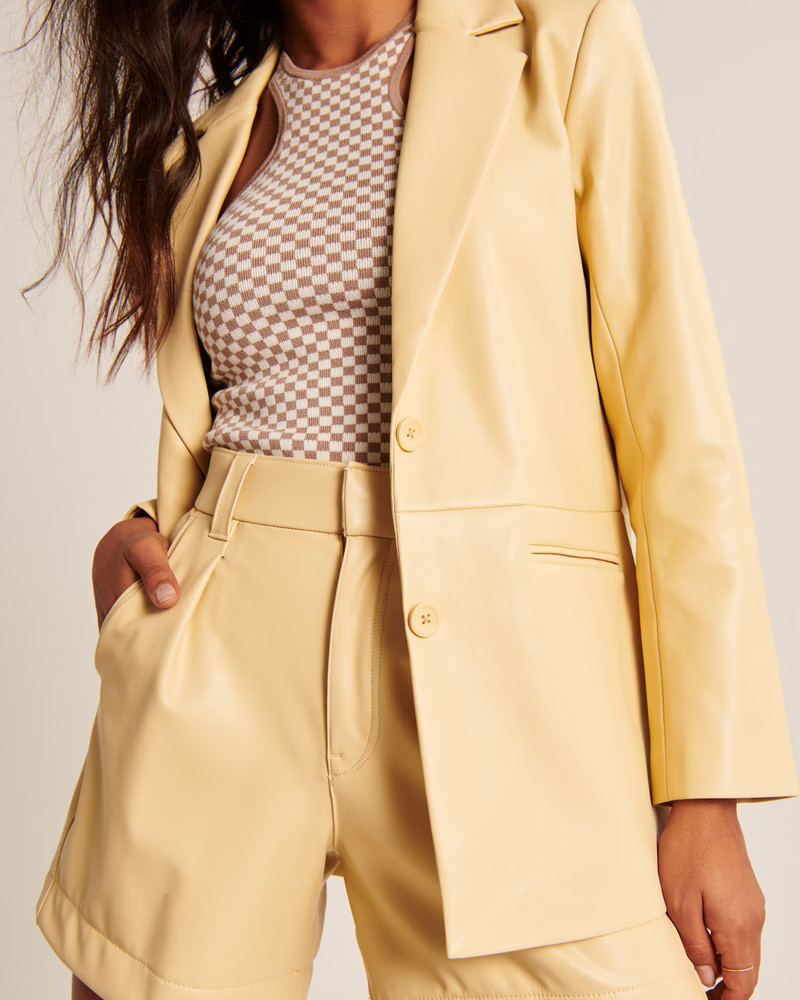 Relaxed Vegan Leather Blazer | Abercrombie & Fitch (US)