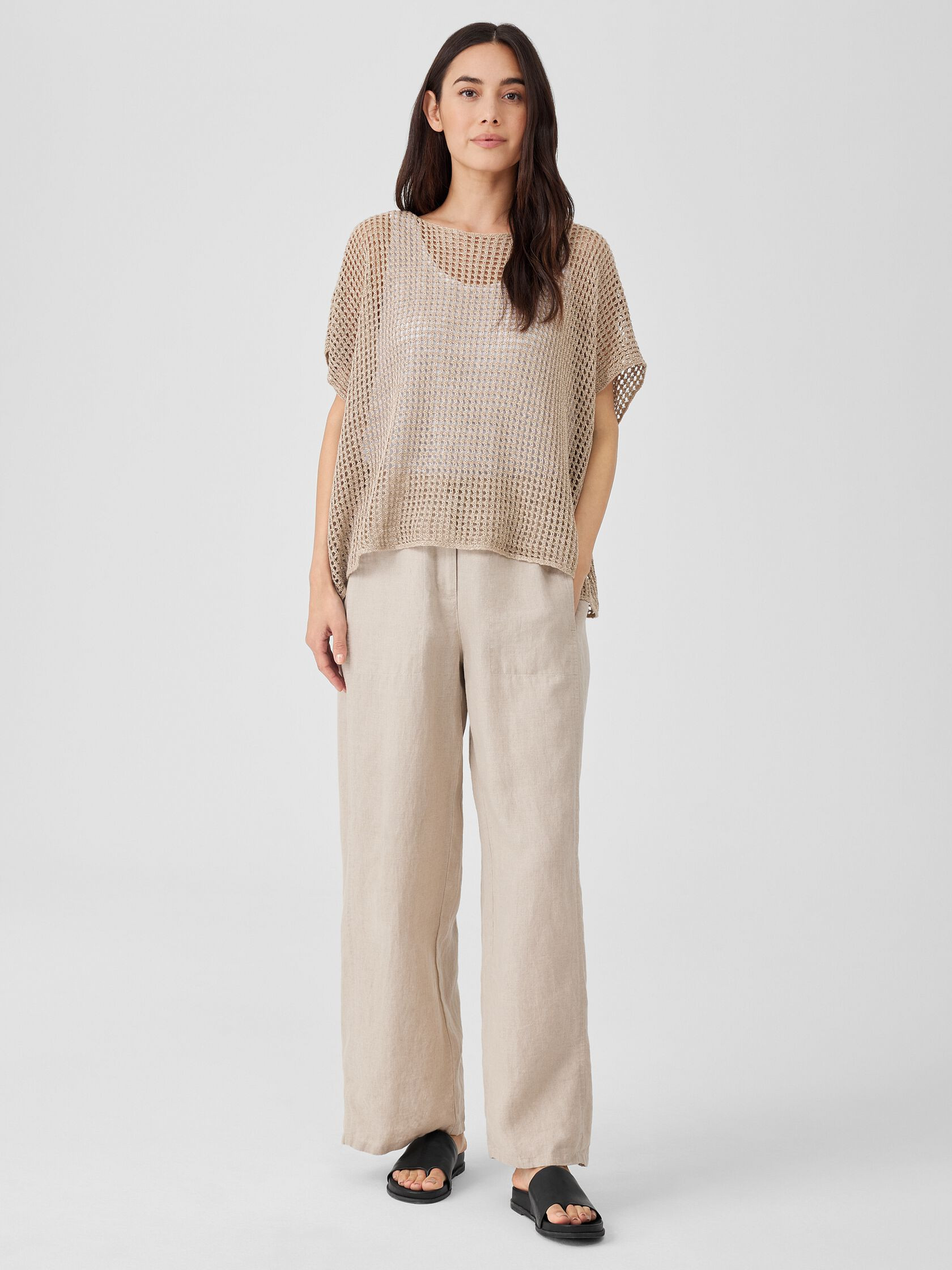 Organic Linen Délavé Bateau Neck Top | Eileen Fisher