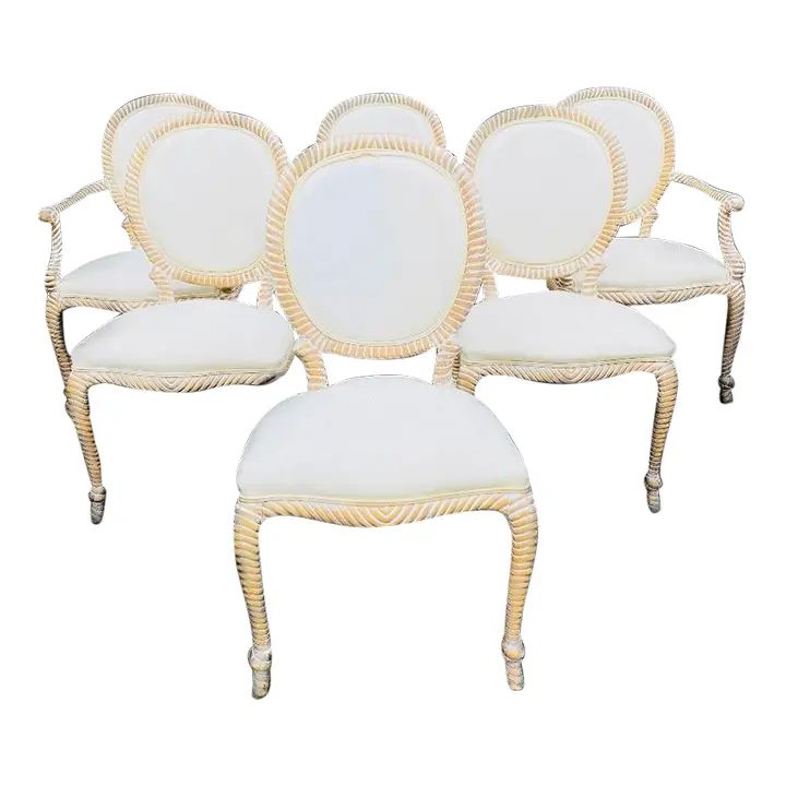 Vintage Italian Comini & Modonutti Style Carved Knotted Rope Chairs- Set of 6 | Chairish