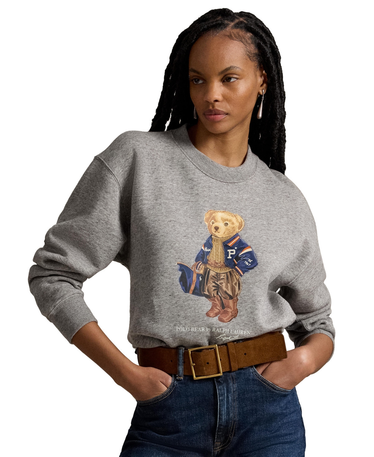 Polo Ralph Lauren Women's Polo Bear Crewneck Sweatshirt - Dark vintage heather | Macy's