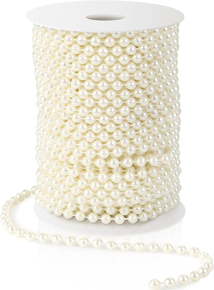 Pearl Beads Garland, 6 MM Ivory Faux String of Pearls 82FT Pearl Garland for Valentines Tree Pear... | Amazon (US)