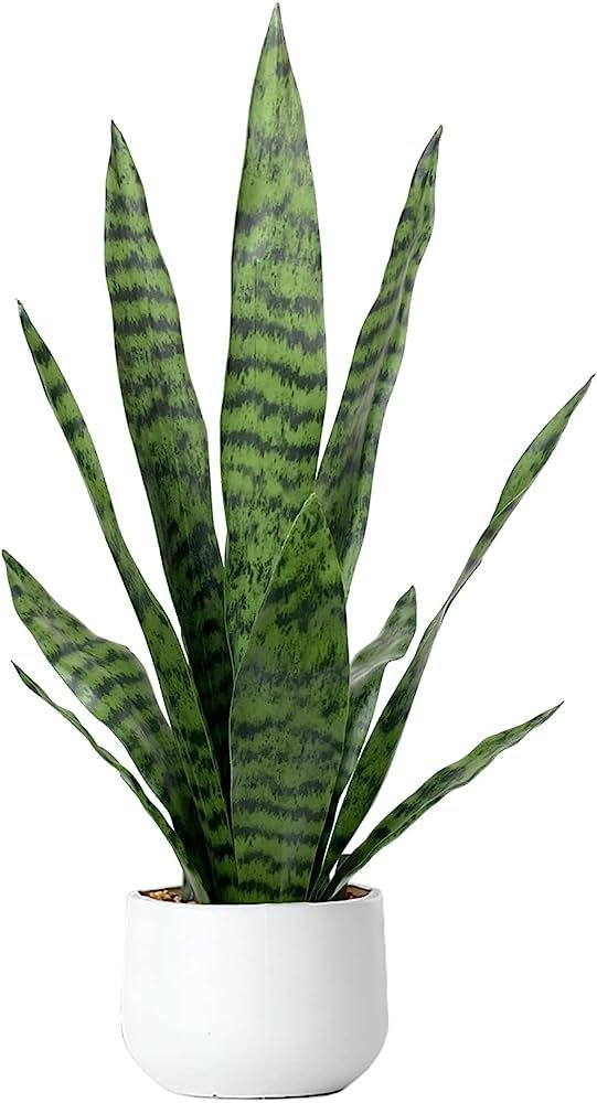 Bird Fiy Artificial Snake Plant 22" Faux Agave Fake Sansevieria Artificial Potted Plants for Indo... | Amazon (US)