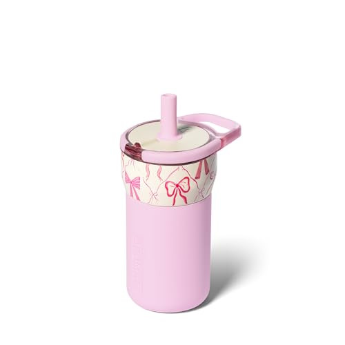 BrüMate Leap 12oz 100% Leakproof Kids Tumbler with Handle and Silicone Soft Straw | Drop Resistant Silicone Sleeve | For Kids 4+ | Insulated Stainless Steel | Cup Holder Friendly | 12oz (Bows) | Amazon (US)