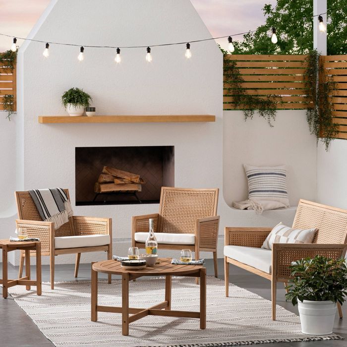 Benmore Wicker & Faux Wood Patio Loveseat - Threshold™ designed with Studio McGee | Target