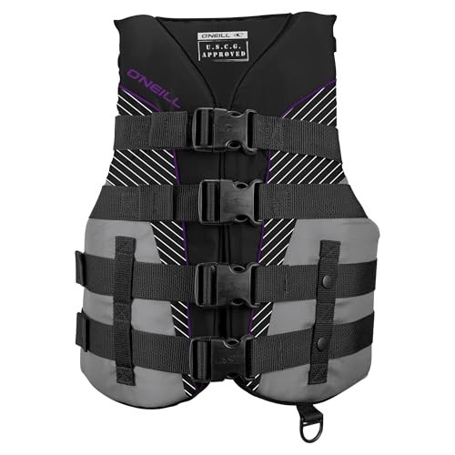 O’Neill Women’s SuperLite USCG Approved Life Vest – Lightweight Women’s Life Jacket for Boating, Wakeboarding, Waterskiing & Your Favorite Water Activities, Black/Smoke/Black:Ultra Violet, Small | Amazon (US)