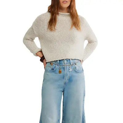 Free People Opal Roll Neck Crop Sweater in Tea at Nordstrom, Size Small | Nordstrom