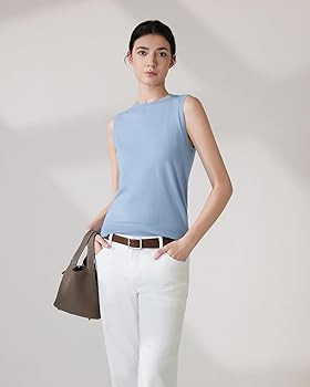 SUUKSESS Women Silk Cashmere Blend Crew Neck Sweater Vests Sleeveless Tank Tops | Amazon (US)