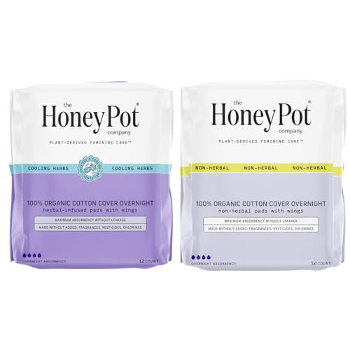 The Honey Pot Company - Herbal & Non-Herbal Overnight Pads Bundle - Organic Cotton Cover & Ultra-Absorbant Pulp Core - Sanitary Pads for Women - Feminine Care - FSA & HSA Eligible | Amazon (US)