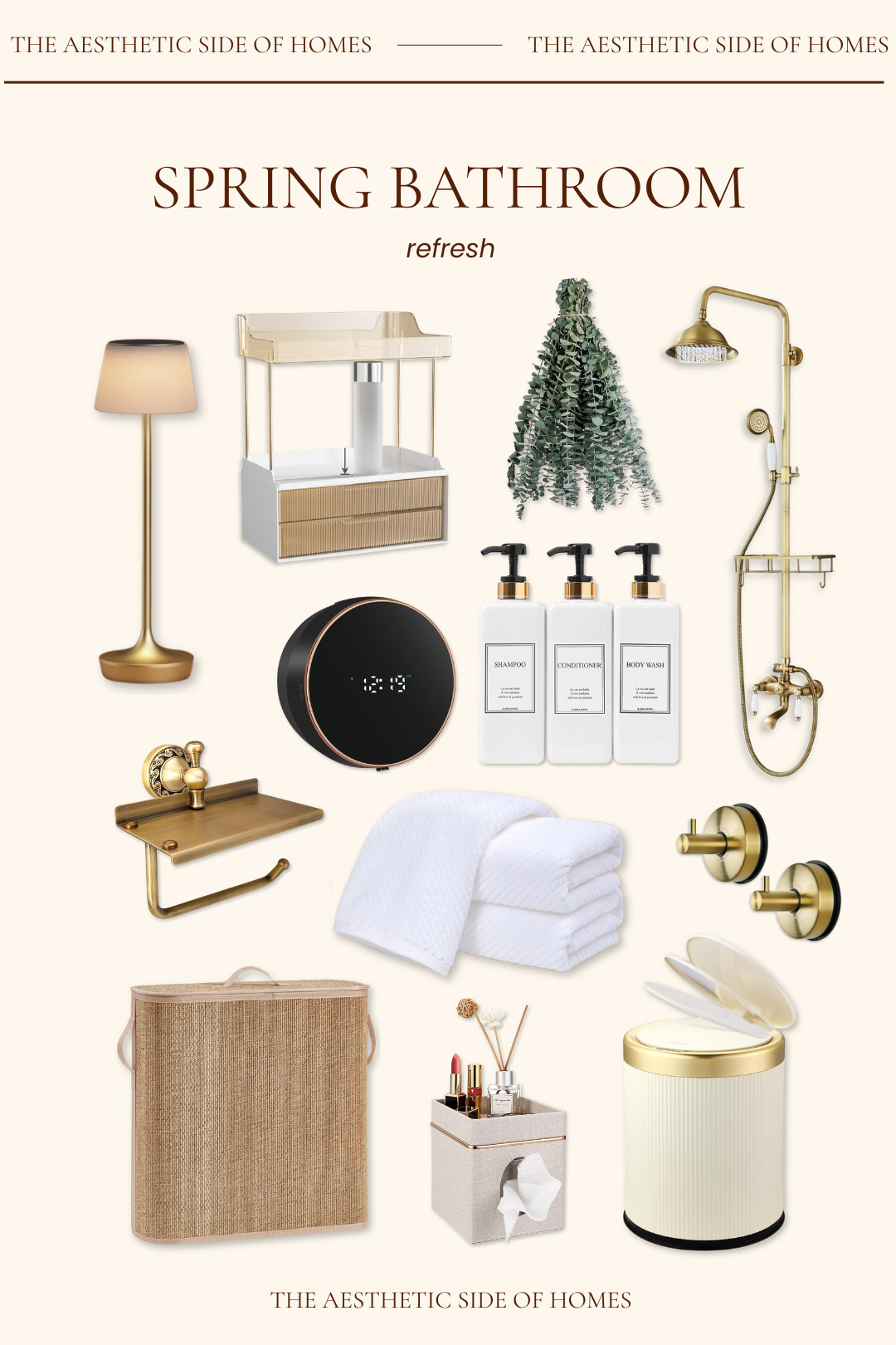 A curated look at my favorite bathroom essentials for a clean, cohesive spring update. From the soft glow of the table lamp to the polished gold fixtures, these are the pieces I have and recommend for an elevated refresh. 

 #LTKselfcare #LTKSeasonal #LTKHome