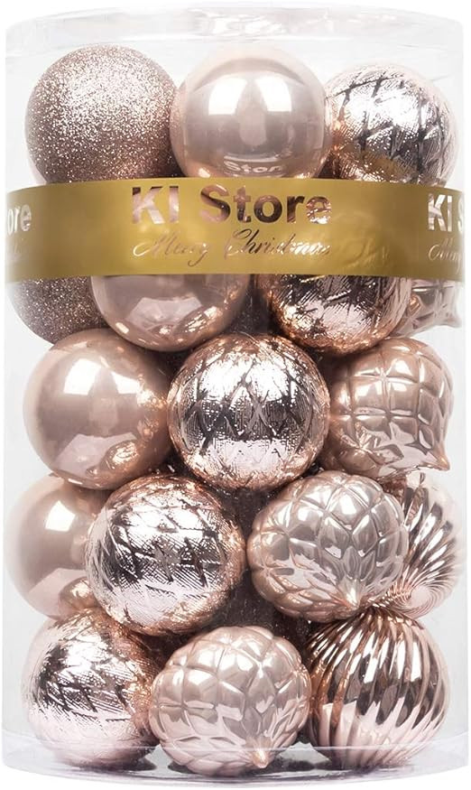 KI Store Blush Pink Christmas Balls 34pcs 2.36-Inch Christmas Tree Decoration Ornaments for Xmas ... | Amazon (US)