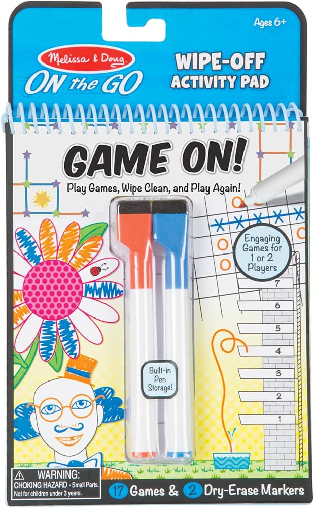 Melissa & Doug On the Go Game On! Reusable Games Wipe-Off Activity Pad Reusable Travel Toy with 2... | Amazon (US)