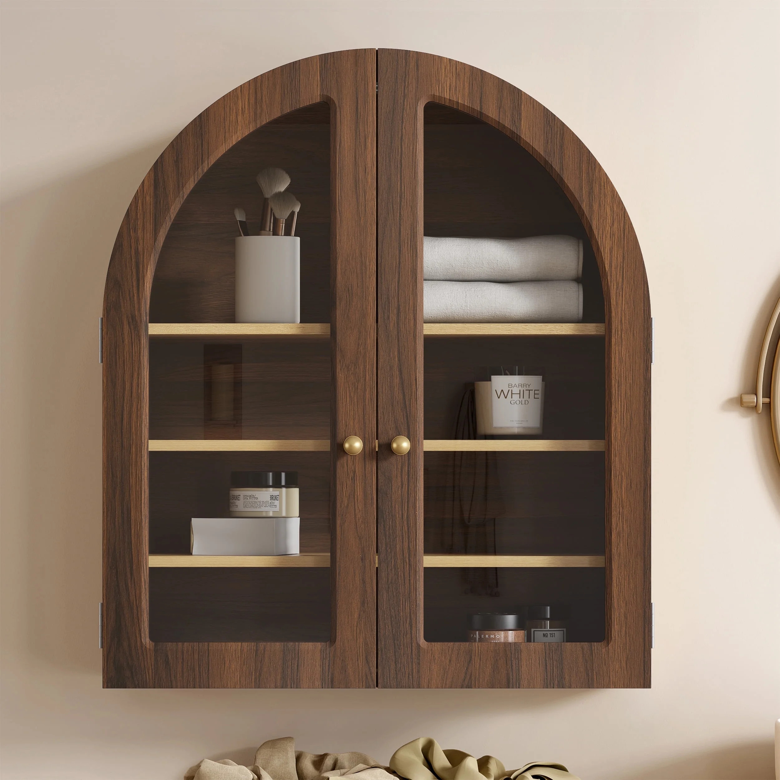 EYYTHUNG Modern Arched Wall Cabinet, Large Medicine Cupboard, Farmhouse Bathroom Storage Cabinet ... | Walmart (US)
