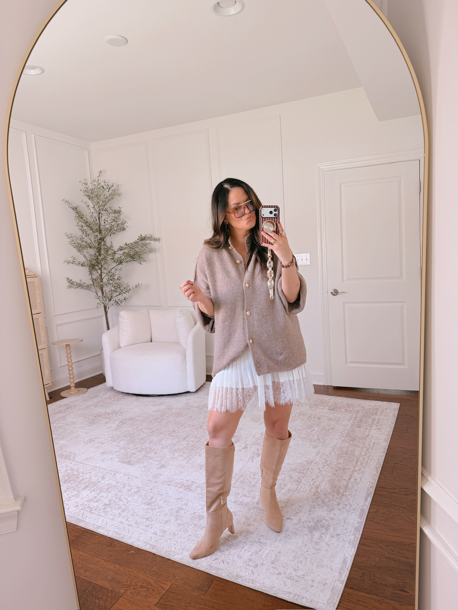 Wearing an XL in the skort and a large in the sweater 

 #LTKSeasonal #LTKMidsize